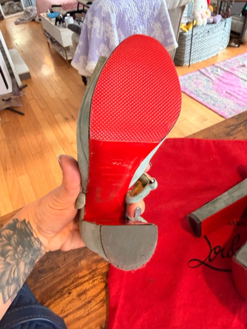 Christian Louboutin Tamilia 140 Suede pale blue platform heels - Picture 4 of 14